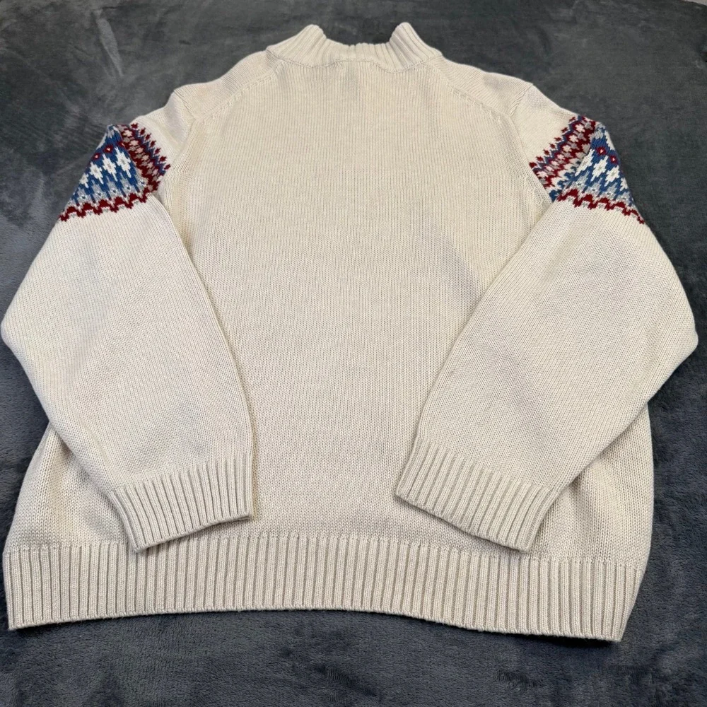 IZOD Fair Isle Quarter Zip Sweater Mens 2XB Big Cream Knit Holiday NWT